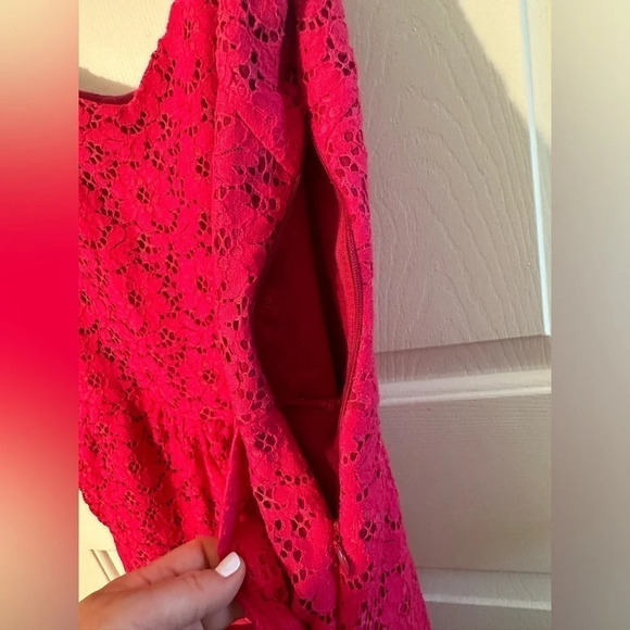 ANTHROPOLOGIE Deletta Med Fuscia Lace Embroidery Lined Sleeveless Eyelet Dress - Picture 4 of 14